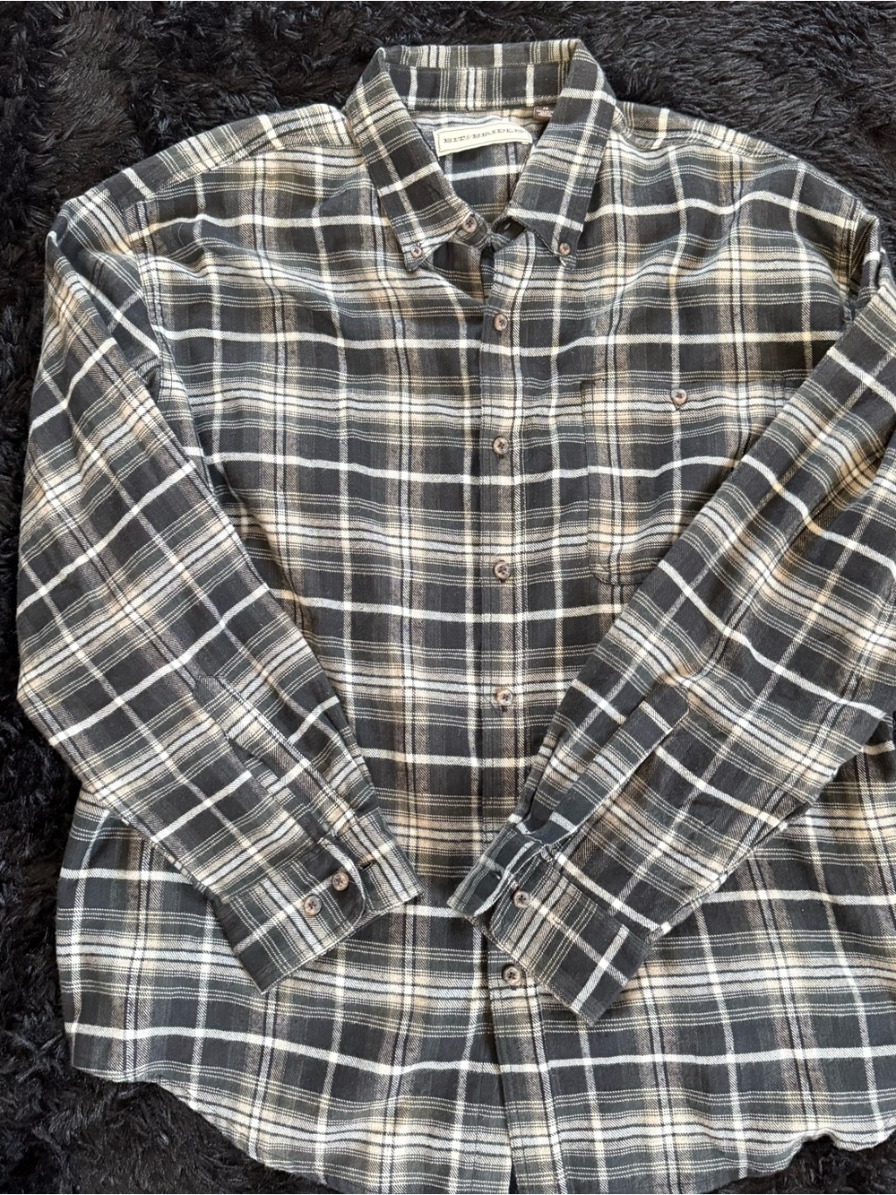 Bit & Bridle Tan, Black and White Plaid Button-Down Shirt